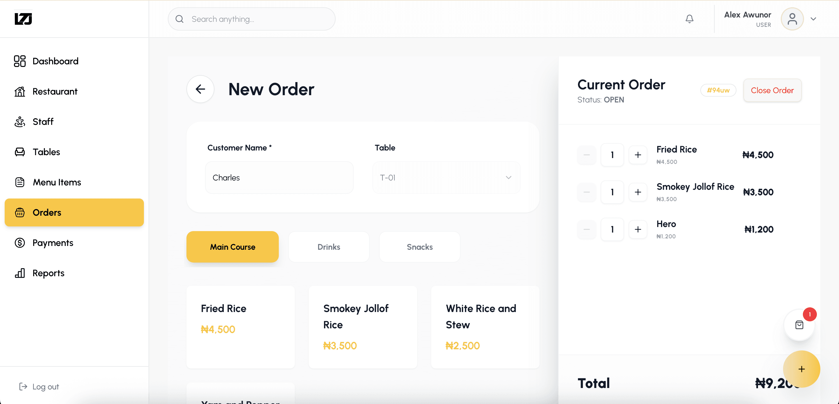 Screenshot: Order Tracking Dashboard